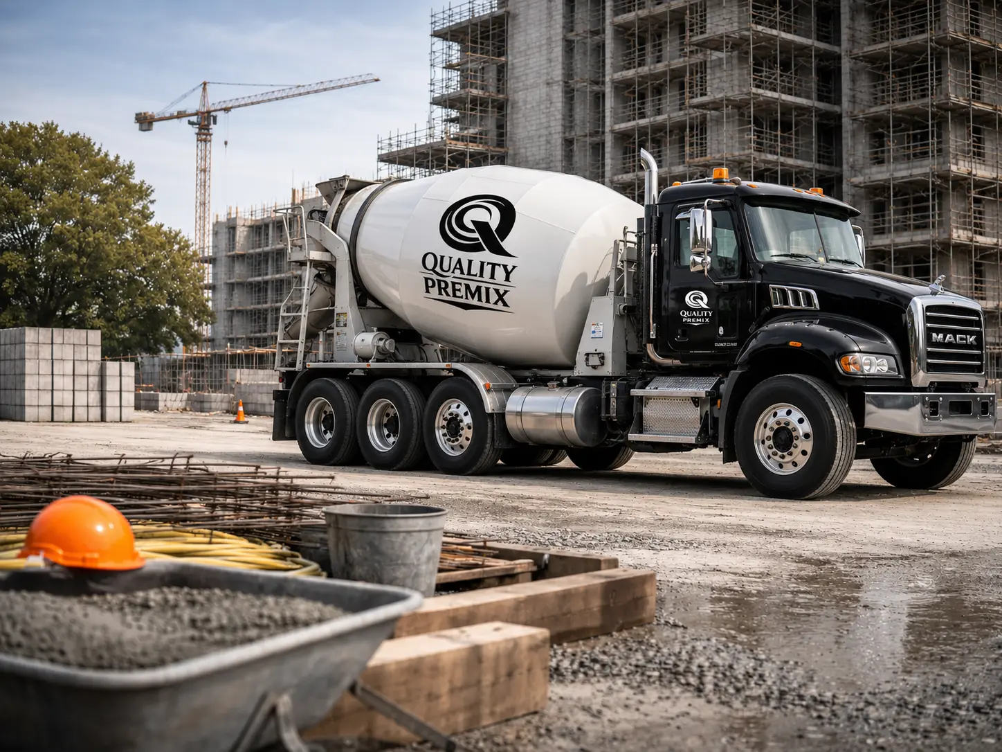 Quality Premix concrete truck on a Melbourne construction site