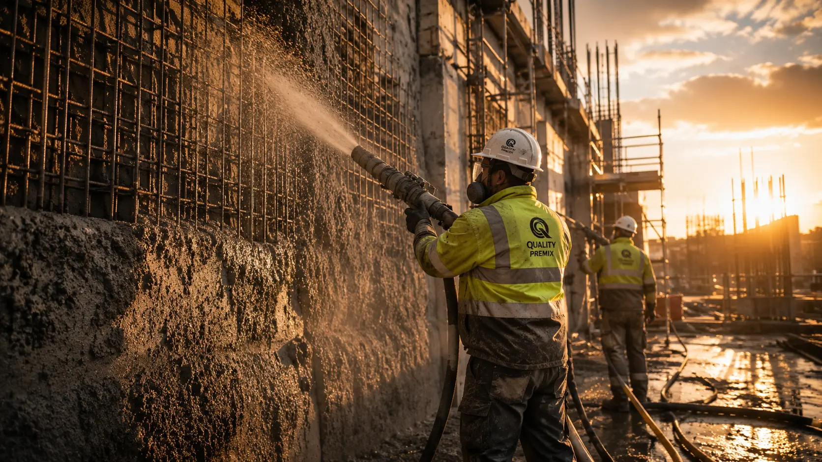 Shotcrete being sprayed onto a retaining wall on a Melbourne construction site